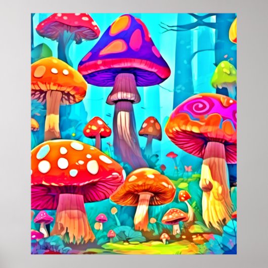Giant Mushroom Cartoon Art Poster (Voorkant)