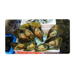 Giant Mussels Tsukiji Fish Market, Tokyo, Japan Etiket
