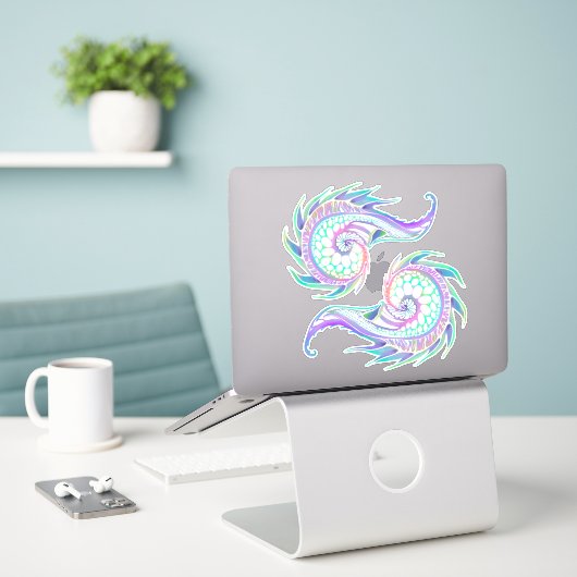 GIANT Neon Seashells Sticker (Laptop op bureau)