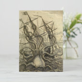 Giant Octopus  1801 Etching Bedankkaart (Staand voorkant)