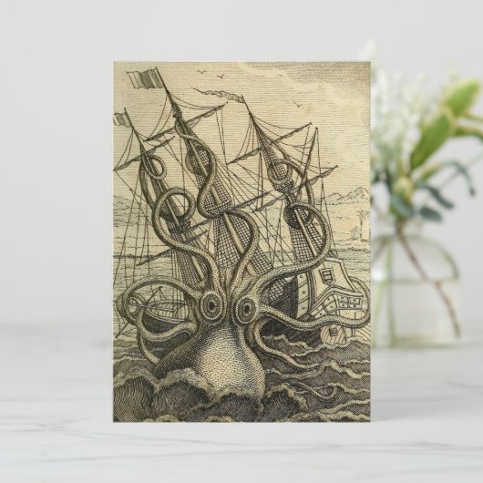 Giant Octopus 1801 Etching Bedankkaart (Staand voorkant)