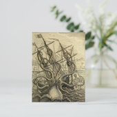 Giant Octopus  1801 Etching Briefkaart (Staand voorkant)