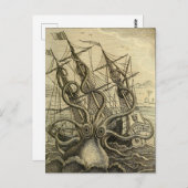 Giant Octopus  1801 Etching Briefkaart (Voorkant / Achterkant)