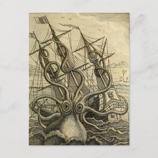 Giant Octopus  1801 Etching Briefkaart (Voorkant)