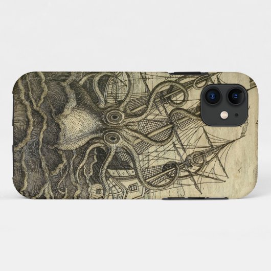Giant Octopus 1801 Etching Case-Mate iPhone Case (Achterkant (horizontaal))