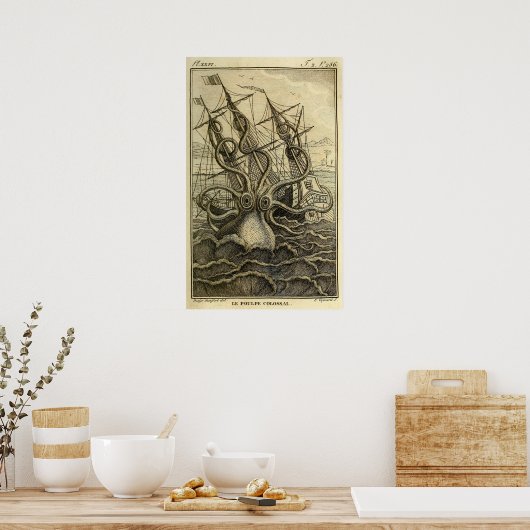 Giant Octopus  1801 Etching Poster (Keuken)