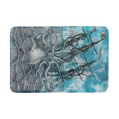 Giant Octopus Blue Zee Monster Sailboat Badmat (Voorkant)
