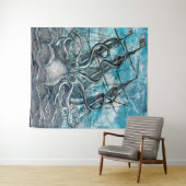 Giant Octopus Blue Zee Monster Sailboat Wandkleed (In Situ (horizontaal))