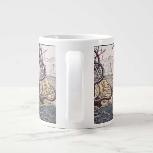 Giant Octopus & Capsizing Boat Bone China Jumbo Mok (Achterkant)