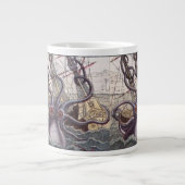 Giant Octopus & Capsizing Boat Bone China Jumbo Mok (Voorkant)