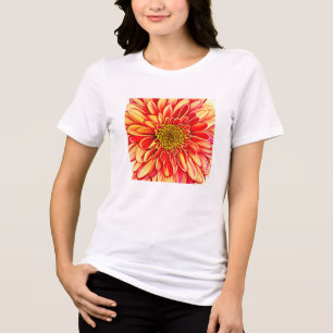 Giant Oranje en Golden Yellow Aster Flower Tri-Blend Shirt