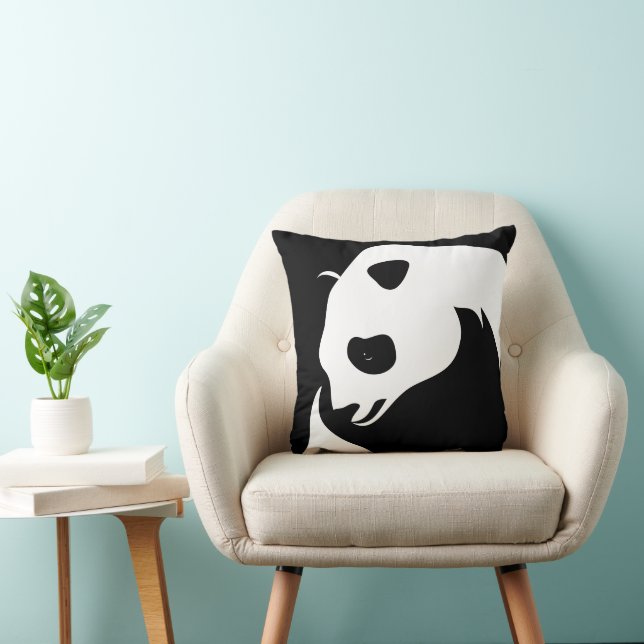 Giant Panda Art Zwart Sierkussen (Stoel)