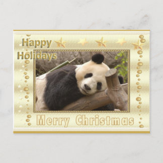 Giant Panda Bear & Baby Panda Christmas Card Feestdagenkaart