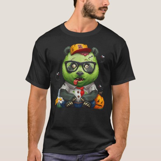 Giant Panda Bear Zombie Halloween T-shirt (Voorkant)