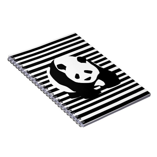 Giant Panda Black en White Striped Notitieboek (Rechterzijde)