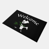 Giant Panda Eats Bamboo Black Deurmat (Schuin)