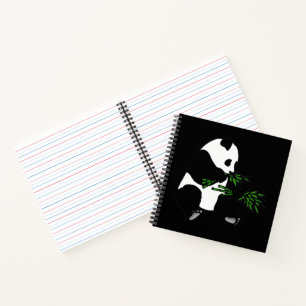 Giant Panda Eats Bamboo Black Notitieboek