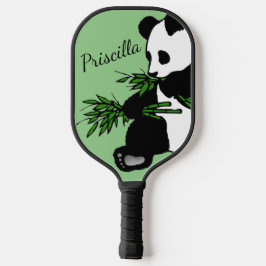 Giant Panda Eats Bamboo Name Green Pickleball Paddle