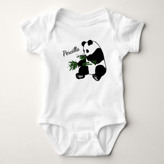 Giant Panda Eats Bamboo Name Romper (Voorkant)