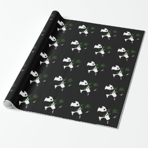 Giant Panda eet Bamboo Black Cadeaupapier