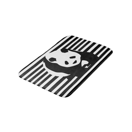 Giant Panda en Black en White Stripes Badmat (Gekanteld)