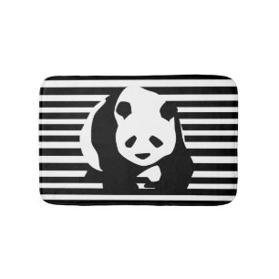 Giant Panda en Black en White Stripes Badmat