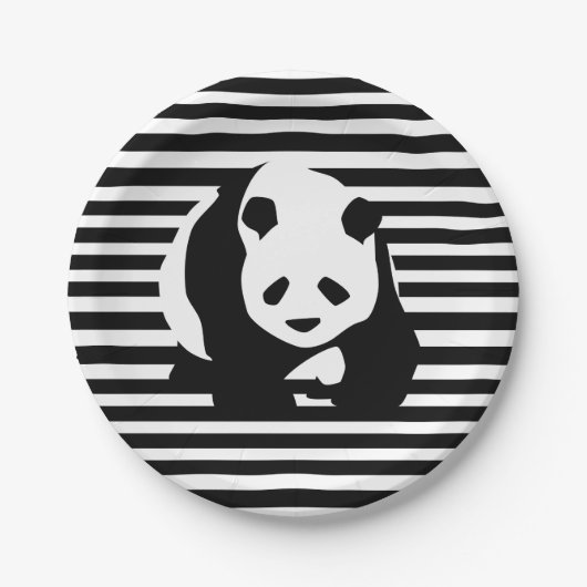Giant Panda en Stripes Papieren Bordje (Voorkant)