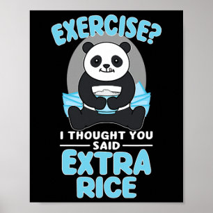 Giant Panda Funny Gym Workout Gezegden Food Fitnes Poster