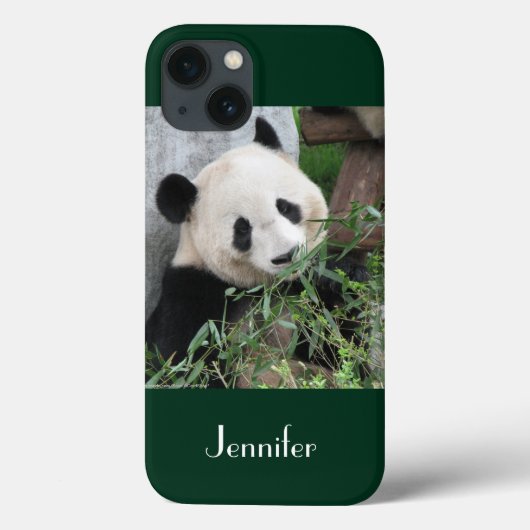 Giant Panda Green Background Cute, Name Case-Mate iPhone Case (Achterkant)