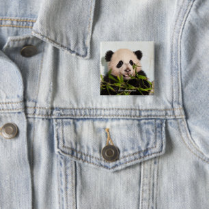 Giant Panda leaning Against Wall Vierkante Button 5,1 Cm