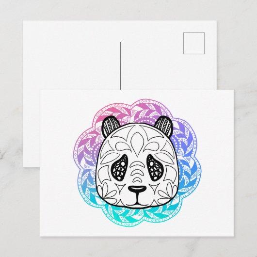 Giant Panda Mandala Briefkaart (Voorkant / Achterkant)