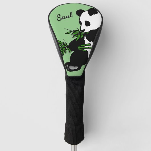 Giant Panda Monogram, naam Groen Golfheadcover (Voorkant)