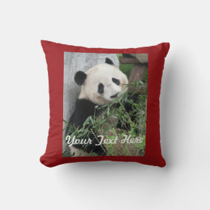 Giant Panda Sierkussen, 20-inch plein, Rood Rug Kussen