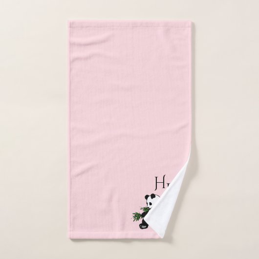 Giant Pandas Monogram Roze Wadenset Bad Handdoek (Handdoek)