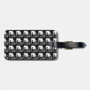 Giant Pandas Pop Art Black en White Bagagelabel