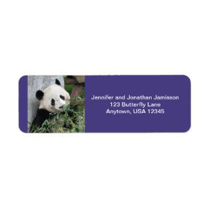 Giant Pandas Return Address Labels, Paars Etiket