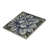 Giant Peony Flower Pattern in zwart-wit Tegeltje (Zijkant)