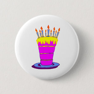 Giant Pink Birthday Cake Ronde Button 5,7 Cm