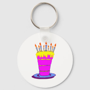 Giant Pink Birthday Cake Sleutelhanger