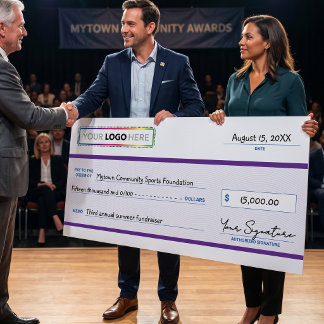 Giant Promotional Check with Business Logo | Poster