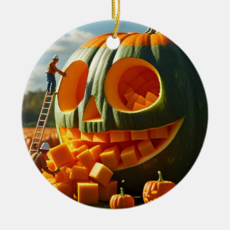 Giant Pumpkin Construction Crew Keramisch Ornament