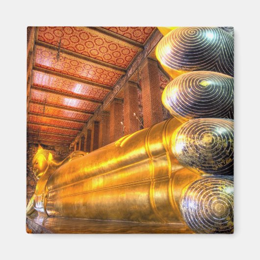 Giant reclining Buddha in tempel, Wat Pho, Magneet (Voorkant)