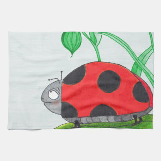 Giant red ladybug op een blad theedoek