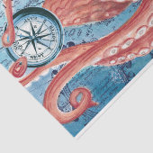 Giant Red Pacific Octopus Compass  Kaart Kunst Tissuepapier (Detail)