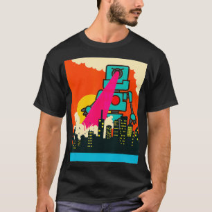 Giant Robot Laser City Retro Robots Robots Battl T-shirt