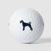 Giant Schnauzer Dog Black Waterverf Silhouette Golfballen (Voorkant)