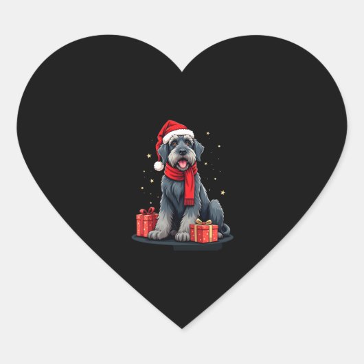 Giant Schnauzer Dog Kerstfeesten Vakantie Sant Hart Sticker (Voorkant)