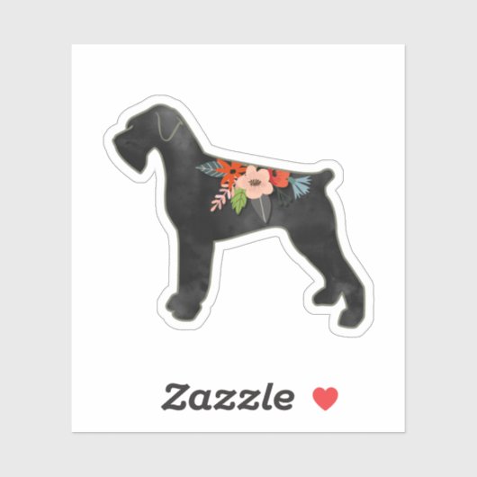 Giant Schnauzer Dog NC Boho Floral Silhouette Sticker (Vel)