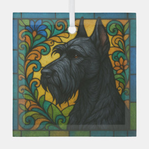 Giant Schnauzer "Glas in lood" Glas Ornament