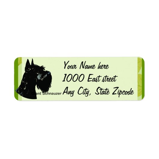 Giant Schnauzer ~ Green Leaves Design Etiket (Voorkant)